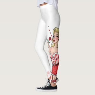 Legging Blonde Retro Valentine Pin-Up Girl