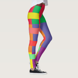 Legging Bloqueio de cores Stripe Arco-íris