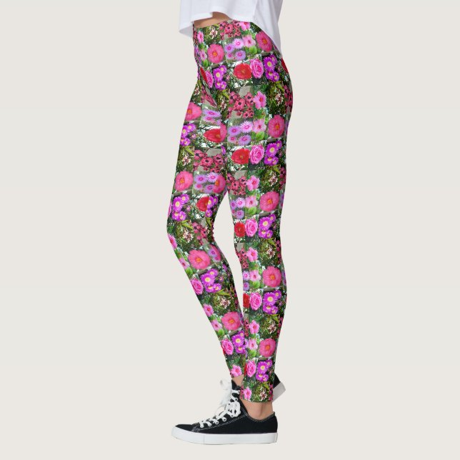 Legging "Blossomas de Rosa: Uma Colagem de Fotos Floral" (Esquerda)