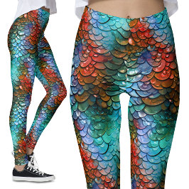Legging Blue and Red Fantasy Dragon Costume