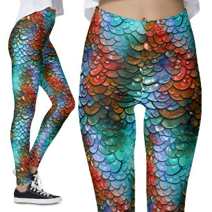 Legging Blue and Red Fantasy Dragon Costume