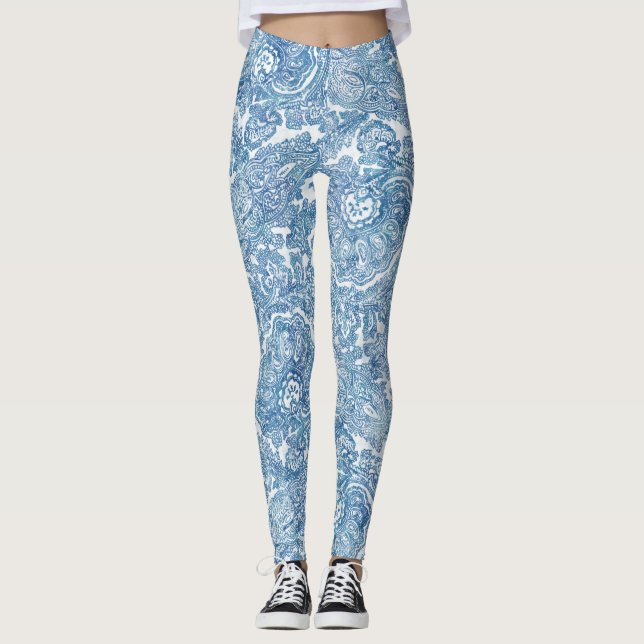 Legging Blue Boho Paisley Pattern (Frente)