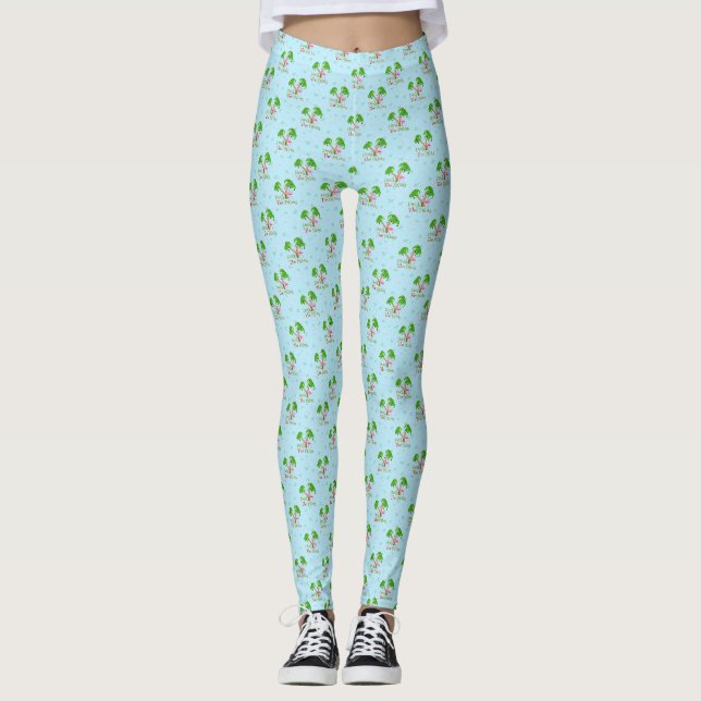 Legging Blue Deck Os Palms Tropicais De Natal Flami (Frente)