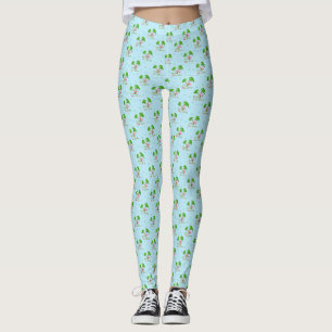 Legging Blue Deck Os Palms Tropicais Papais noeis De Natal