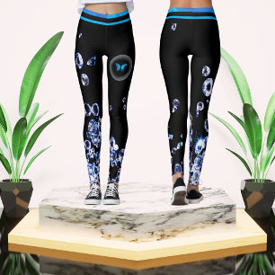 Legging Blue Diamond Modern Trendy Fashion Black Chic