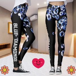 Legging Blue Diamond Modern Trendy Fashion Black Modelo