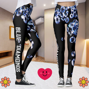 Legging Blue Diamond Modern Trendy Fashion Black Modelo