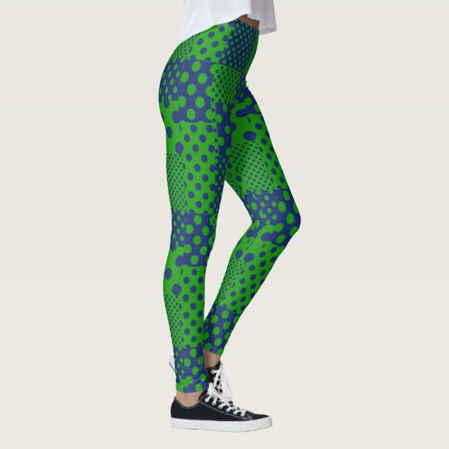 Legging Blue Green Polka Dots Patchwork  (Direita)
