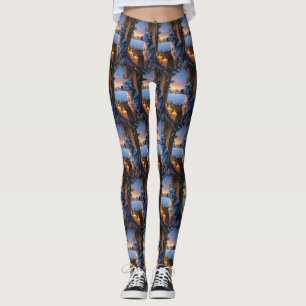 Legging Blue Heeler Com Luzes de Natal Feriado
