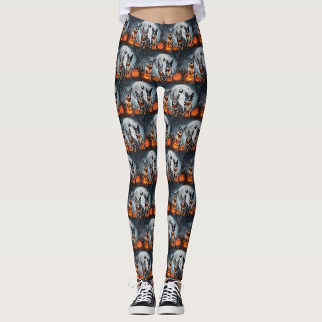 Legging Blue Heeler Halloween Assustador (Frente)