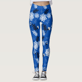 Legging Blue leaves romantic garden