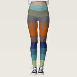 Legging Blue, orange, green, and gray stripes