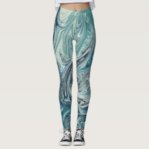 Legging Blue Sea Abstract Painting