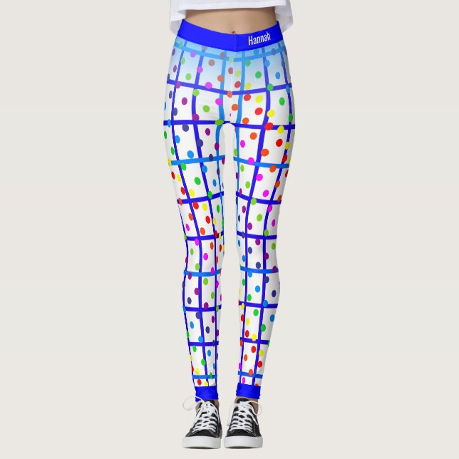 Legging Blue Stribow Polkadot a sua própria cor (Frente)