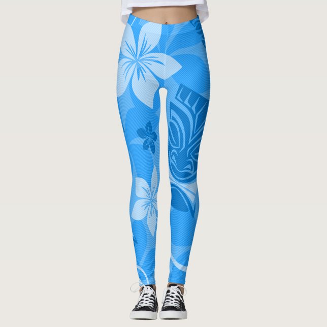 Legging Blue Tiki Hawaiian (Frente)