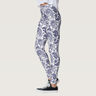 Legging Blue Vintage Paisley Pattern