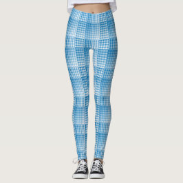 Legging Blue White Checker Abstract Pattern