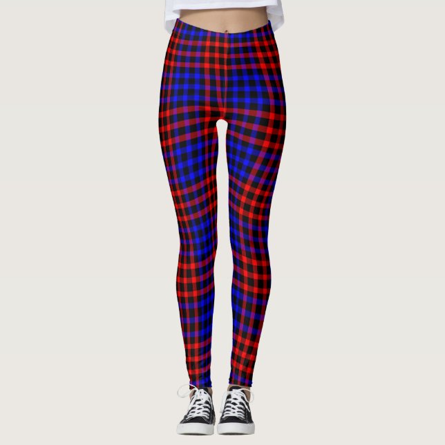 Legging Blue Yellow Plaid Checker Seamless Pattern (Frente)