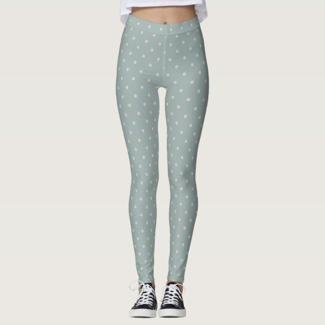Legging Blusa Feminina de Bolinhas Brancas e Azuis  (Frente)