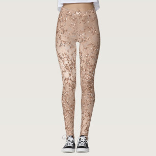 Legging Blush Rosa Dourado Rosa Glam Brilho Crackle Chic