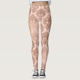 Legging Blush Rosa Dourado Rosa Glam Moderno Damask