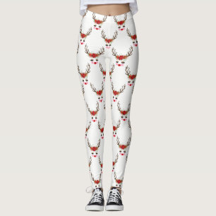 Legging Bochechas Rosadas Olhos Dourados Rena Floral Féria