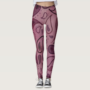 LEGGING BOHEMIAN BOHO PINK PAISLEY YOGA PANDAS