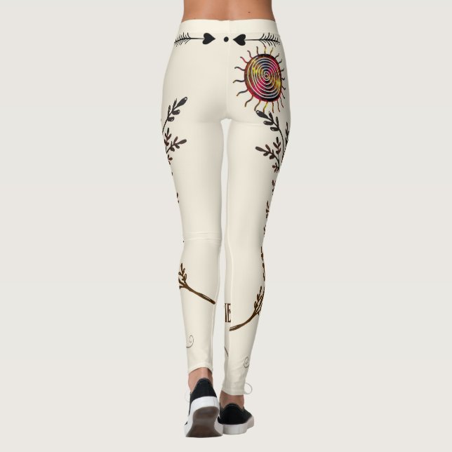 Legging Boho Antigo Espírito Sol Arco-Íris Curando Yoga (Verso)