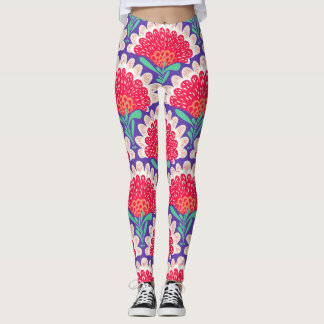 Legging Boho Chic Floral Vintage Impressão.