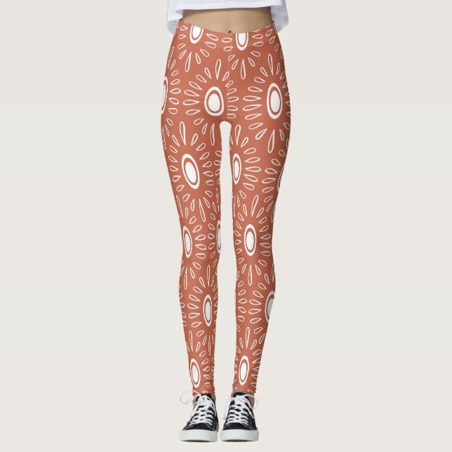 Legging Boho Chic Flowers: Design moderno sem costura (Frente)