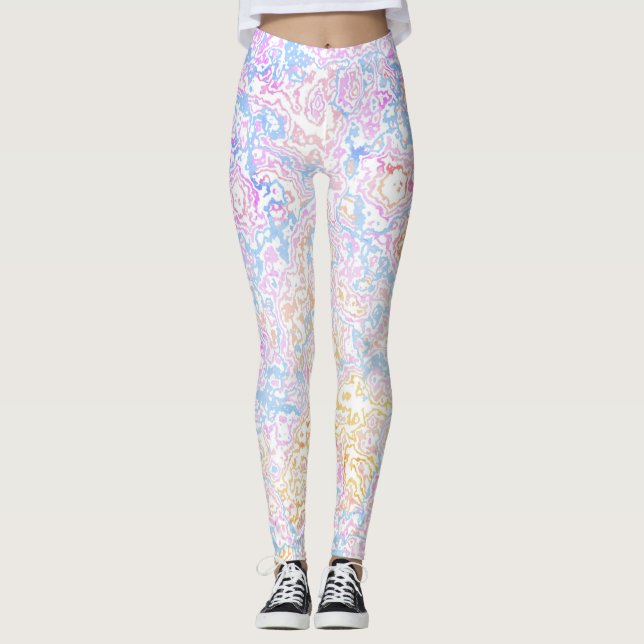 Legging Boho Eclético Hippie Funky Colorido Pastel Mármore (Frente)