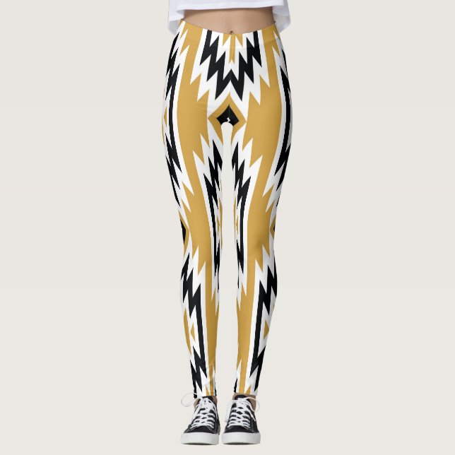 Legging Boho étnico: padrão geométrico de vintage. (Frente)