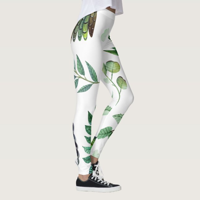 Legging Boho Floral Bird Legggings - Na moda Yoga Pants (Direita)
