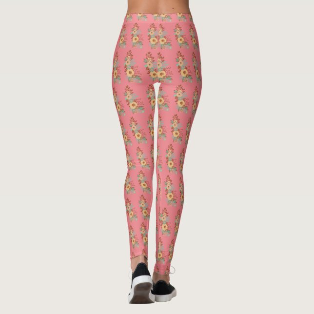 Legging Boho Floral Rosa Moderno  (Verso)