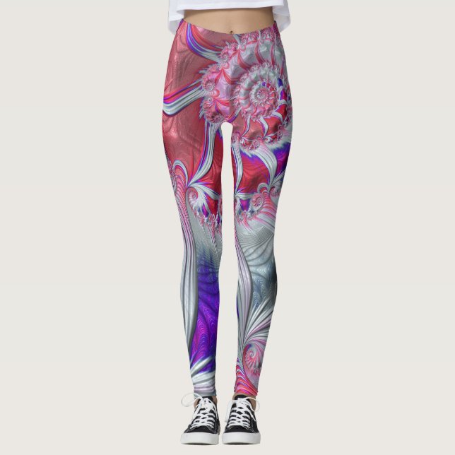 Legging Boho Hippie Trippy Funky Nautilus Espiral Fractal (Frente)