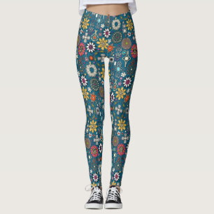 Legging boho joia tesouros azul-pavão