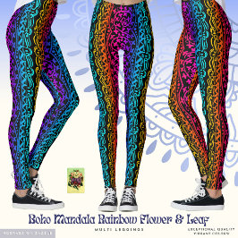 Legging Boho Mandala Rainbow Flower & Leaf