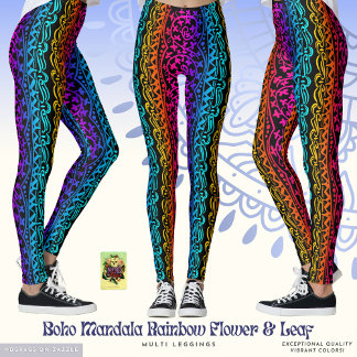 Legging Boho Mandala Rainbow Flower & Leaf