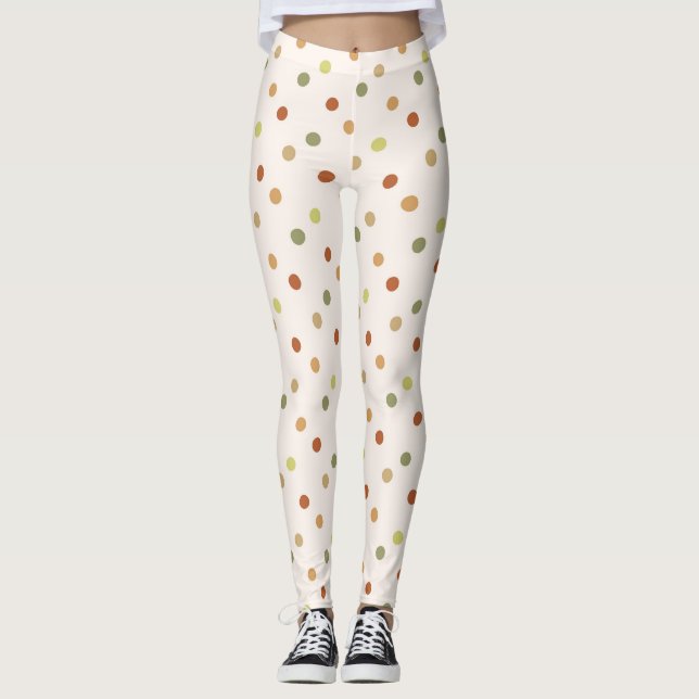 Legging Boho Pontos Polka Padrão Terroso (Frente)
