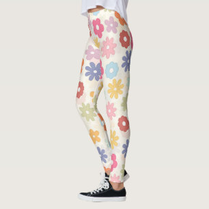 Legging Boho Retro Daisy Flores do Verão 70