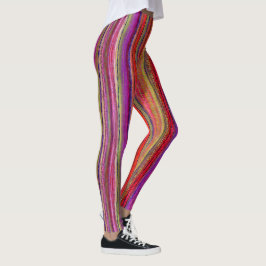 Legging Boho Vintage Vermelho Violeta Listras - 