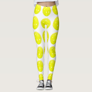 Legging Bola amarela das caneleiras de Pickleball no