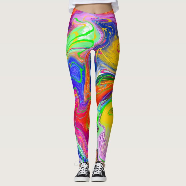Legging Bola de Disco Elétrica Marble Arte Fluida (Frente)