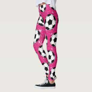Legging Bola de Futebol Rosa Frost Brilhos Esportista Bran