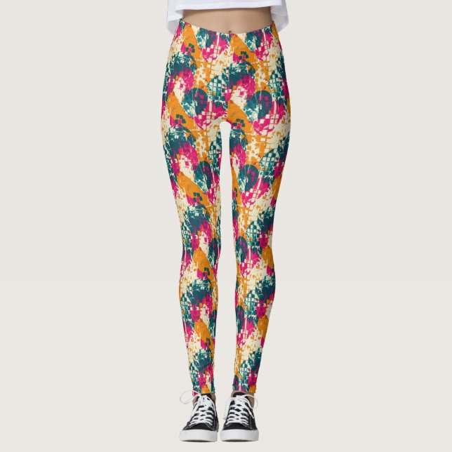 Legging Bold Abstract Geometric - Grunge Brush Texture (3) (Frente)