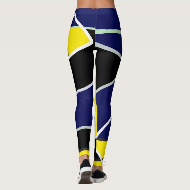 Legging Bold Blue Yellow Abstrato Art (Verso)