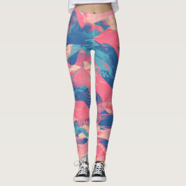 Legging 🎨 Bold Pink & Blue Abstract Pattern - Dynamic & F