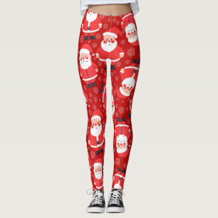 Legging Bold Red Santa Claus Novelty Party