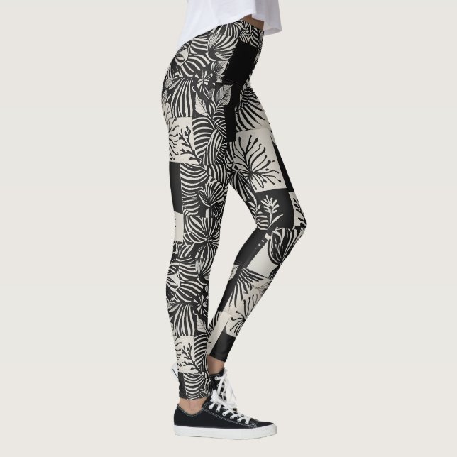 Legging Bold Tropical Monochrome Floral Pattern (Direita)