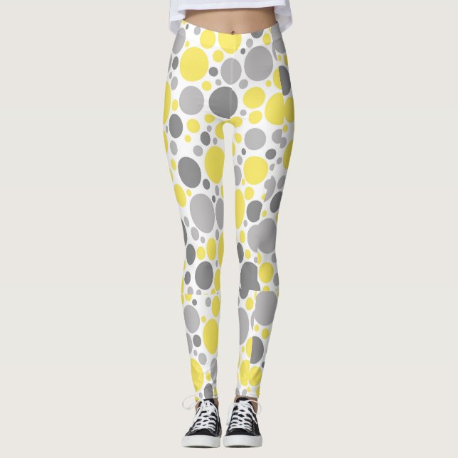 Legging Bolhas Amarelas Cinza Modernas (Frente)